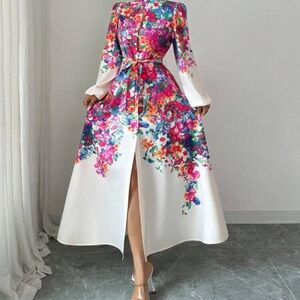 Vibrant Floral Long Sleeve Dress